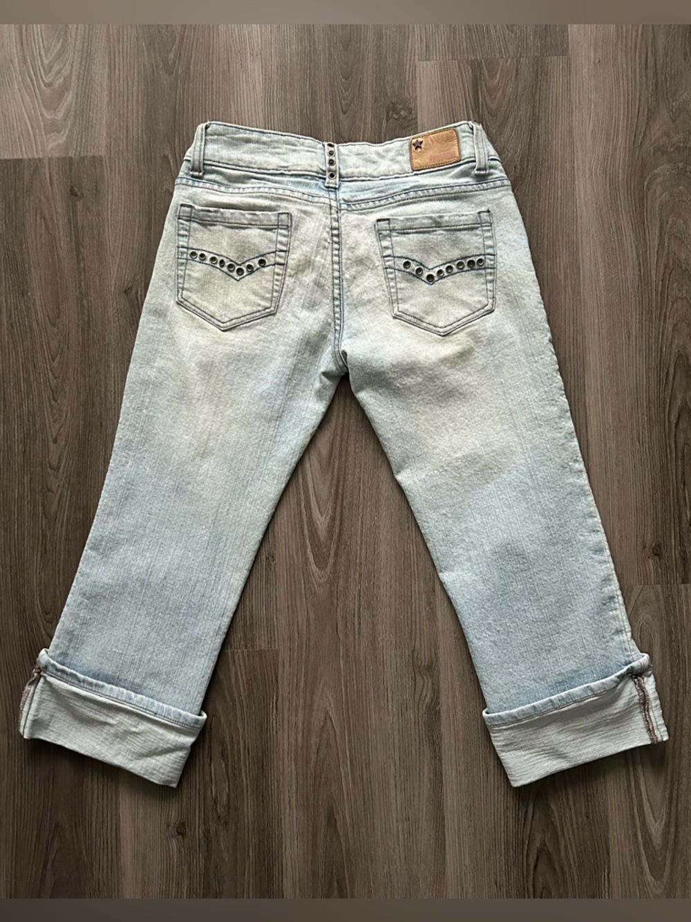 Y2K Bubblegum Light Blue Cropped Roll-Cuff Jeans - Picture 3 of 3